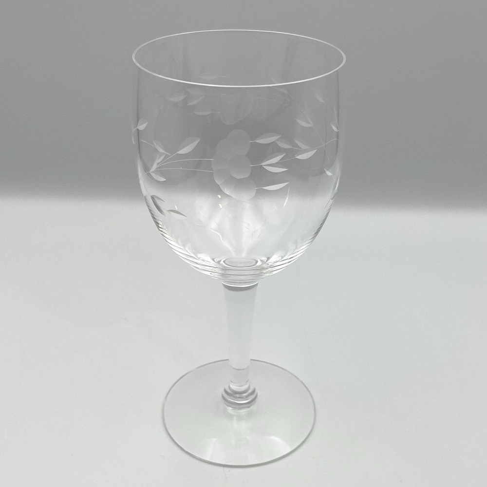 Vintage 1970s Princess‎ House Heritage Wine Glass Floral Etched 7" EUC